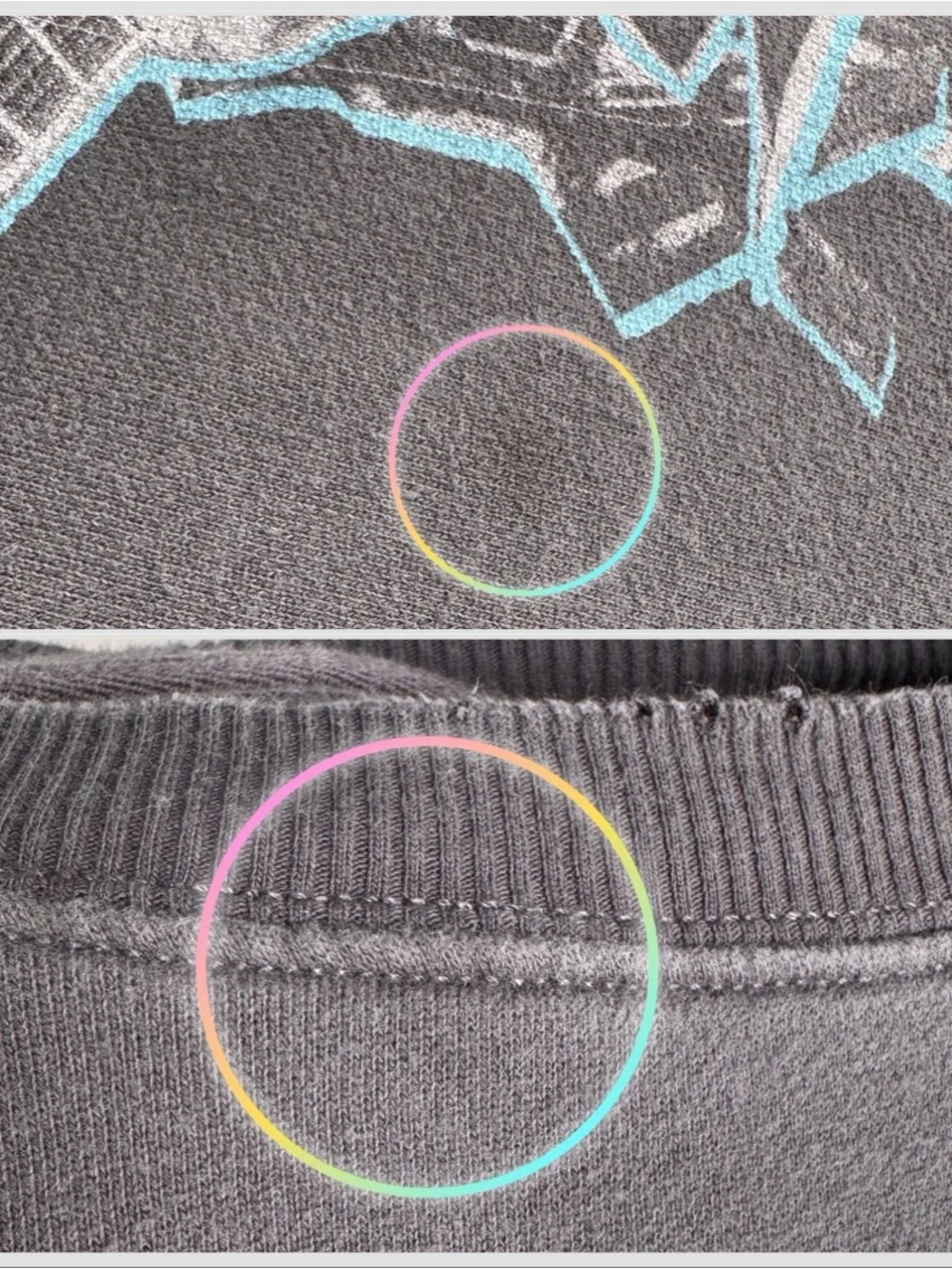 American Eagle Nirvana Sweatshirt Grey Blue Graphic Crewneck Oversized Slouchy M - Picture 6 of 10